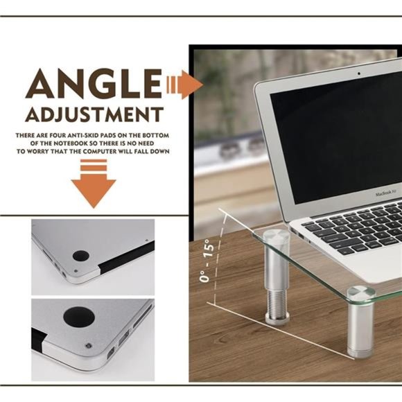 2 Pack Computer Monitor Riser with Height Adjustable Multi Media Desktop Stand - Picture 4 of 7